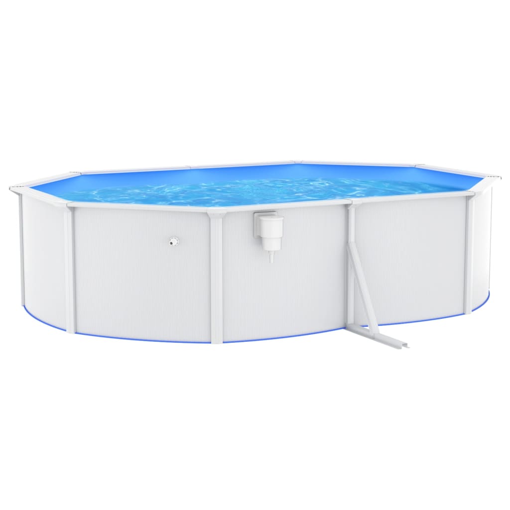 vidaXL Pool mit Stahlwand Oval 490x360x120 cm Weiß
