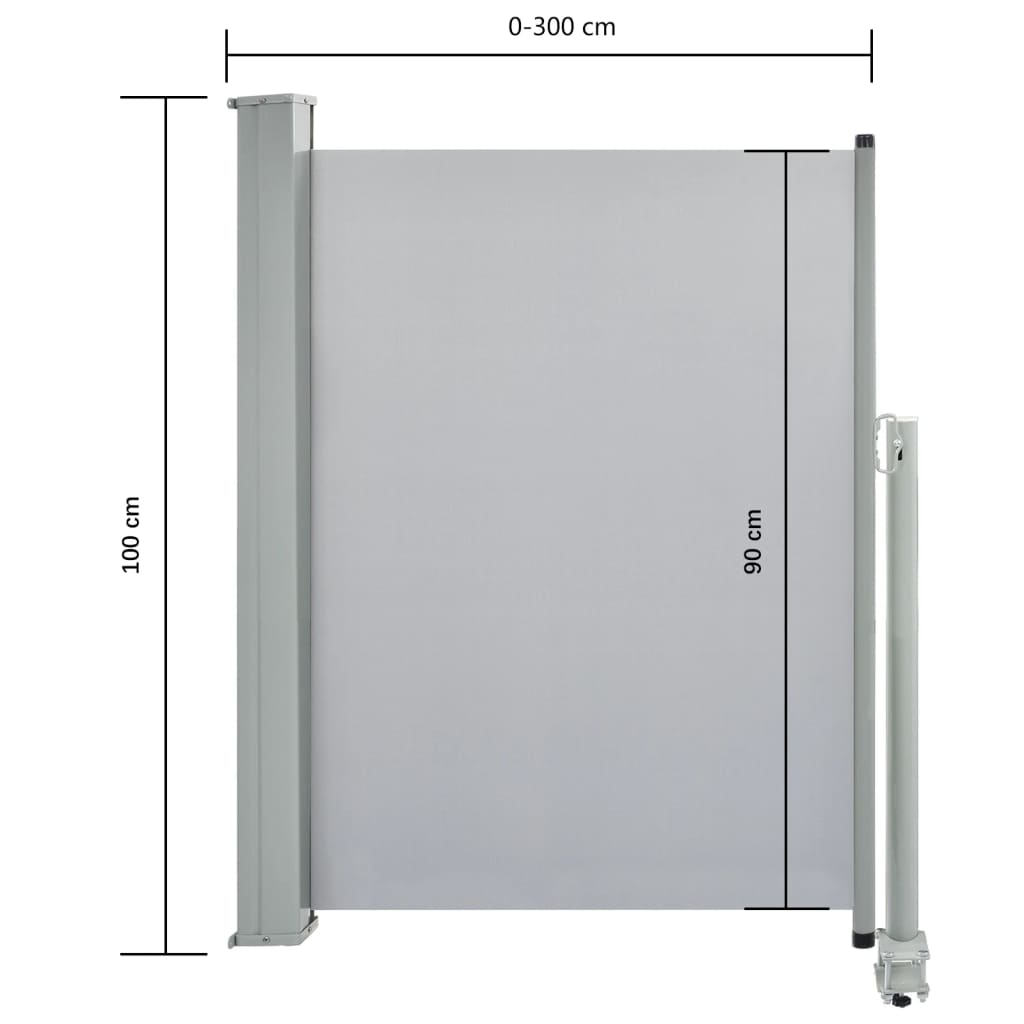 vidaXL Ausziehbare Seitenmarkise 100x300 cm Grau