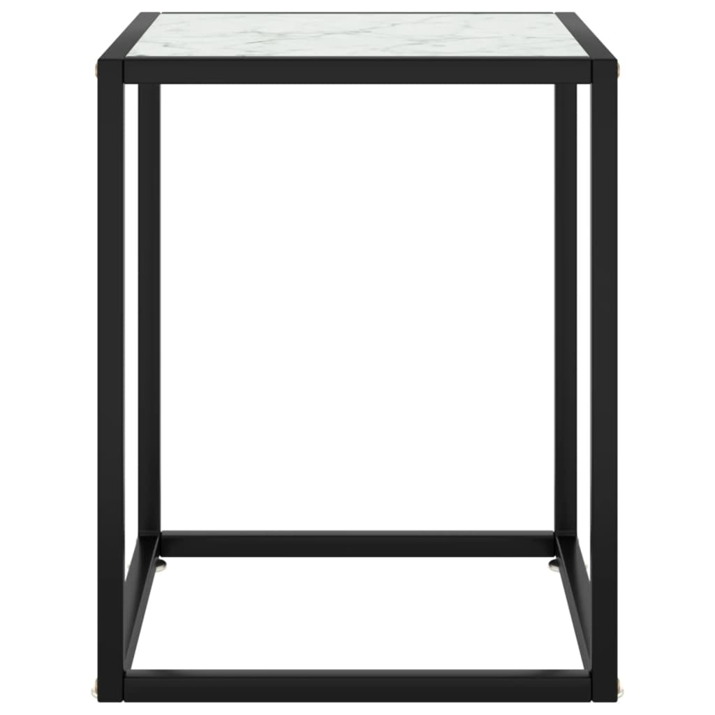 vidaXL Couchtisch Schwarz mit Weißem Glas Marmor-Optik 40x40x50 cm
