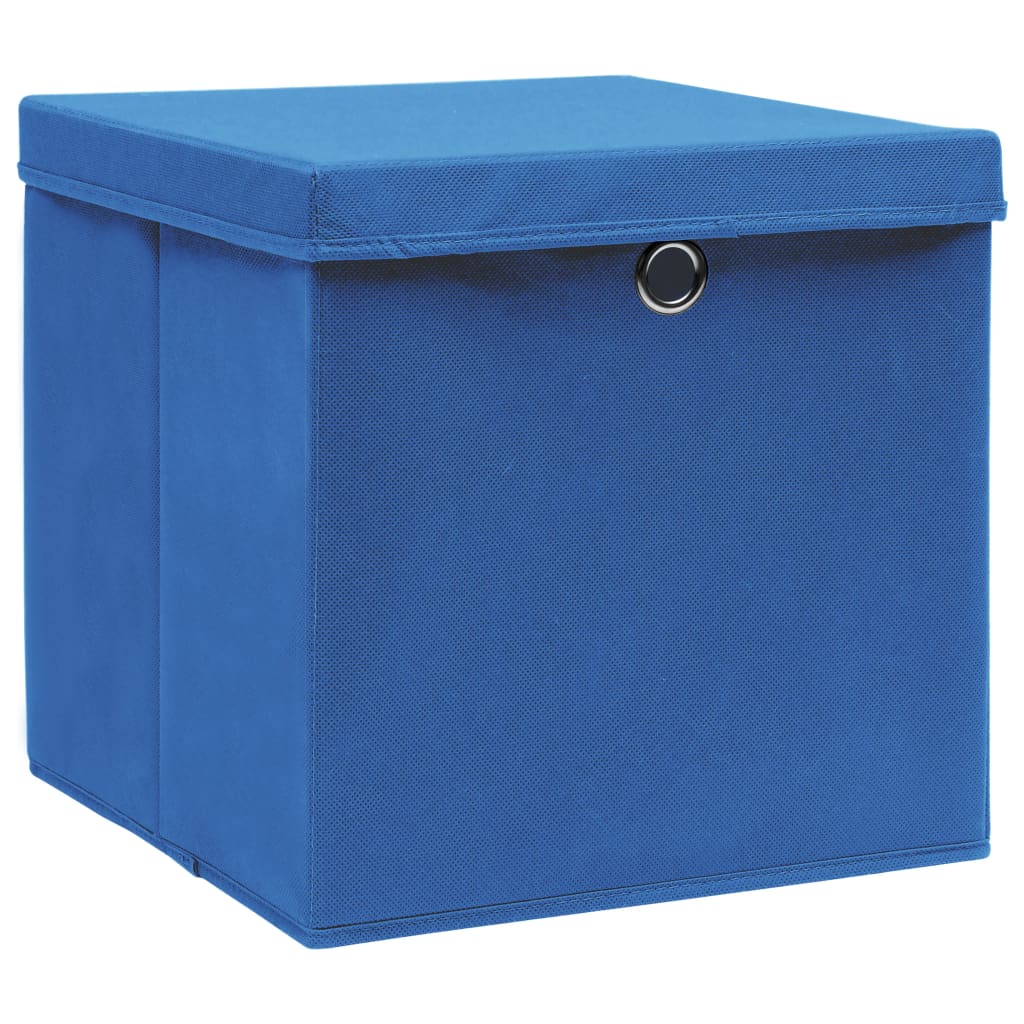 vidaXL Aufbewahrungsboxen mit Deckeln 10 Stk. 28x28x28 cm Blau