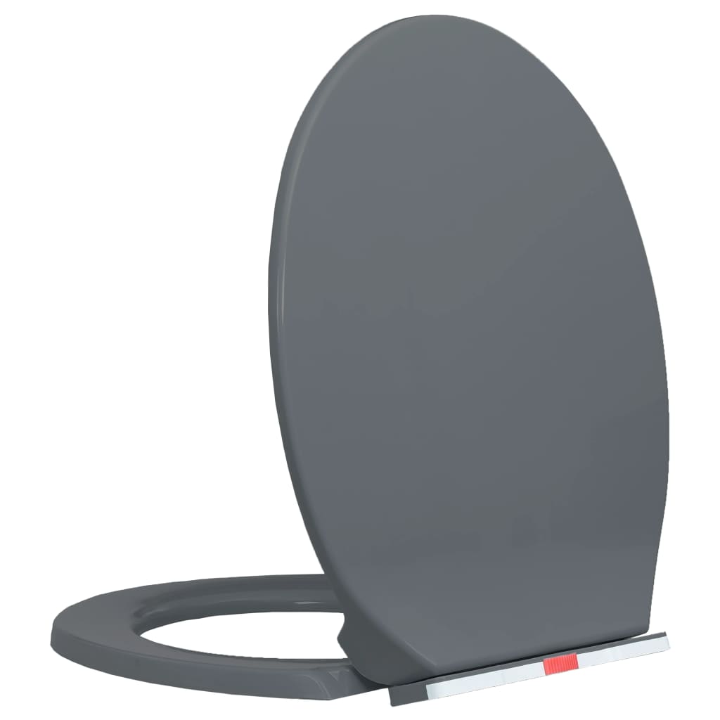 vidaXL Toilettensitz mit Absenkautomatik Quick-Release Grau Oval
