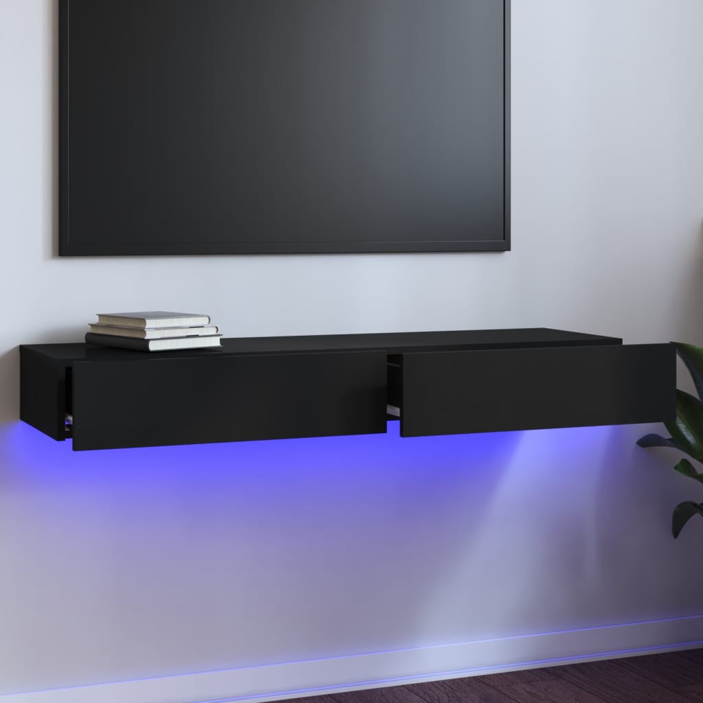 vidaXL TV-Schrank mit LED-Leuchten Schwarz 120x35x15,5 cm