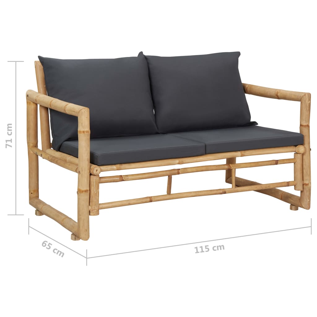 vidaXL 4-tlg. Garten-Lounge-Set mit Auflagen Bambus