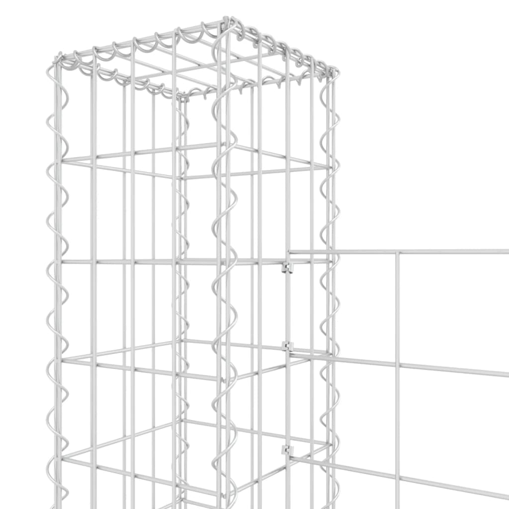 vidaXL Gabionenkorb U-Form mit 5 Säulen Eisen 500x20x150 cm