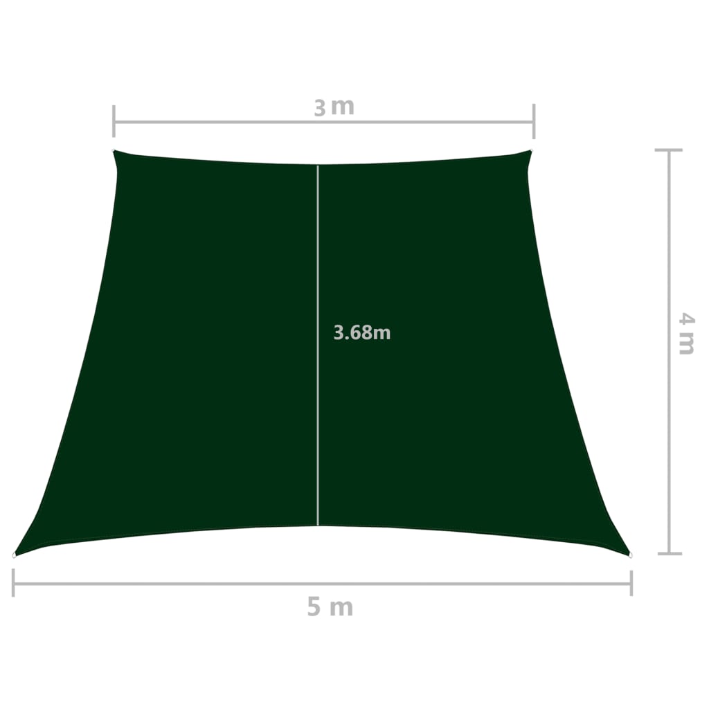 vidaXL Sonnensegel Oxford-Gewebe Trapezförmig 3/5x4 m Dunkelgrün