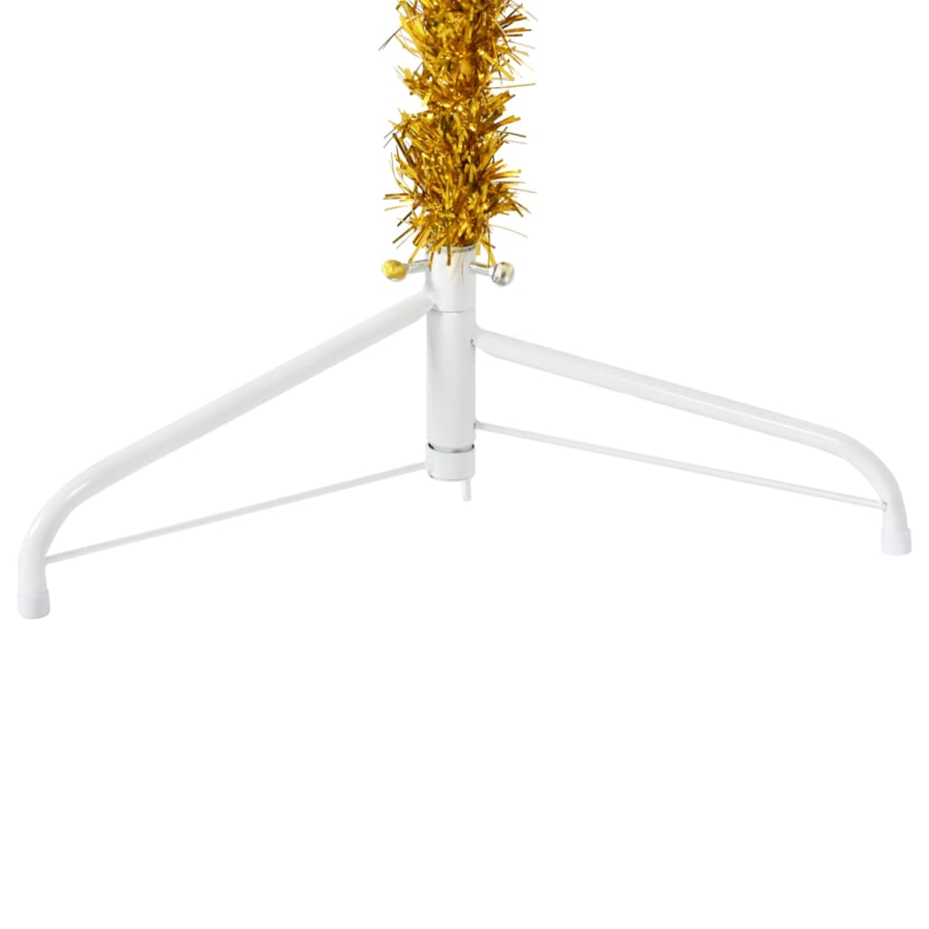 vidaXL Künstlicher Halb-Weihnachtsbaum mit Ständer Schlank Gold 150 cm