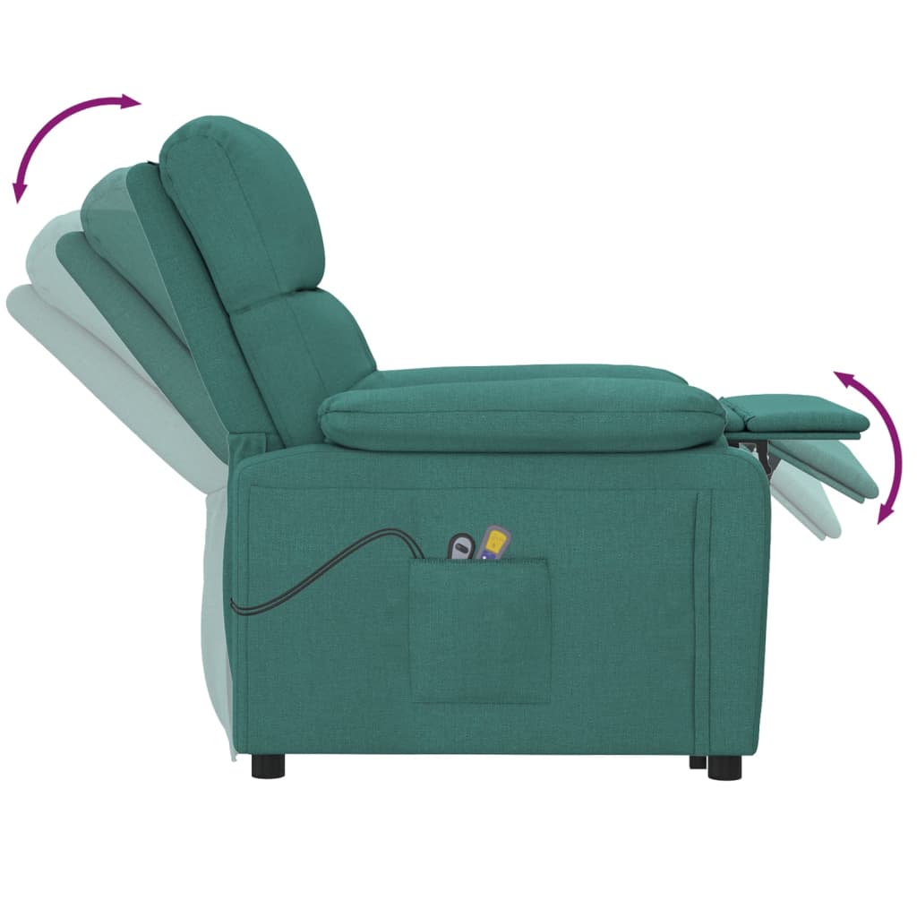 3073818 vidaXL Electric Massage Recliner Chair Dark Green Fabric (289678+327254)