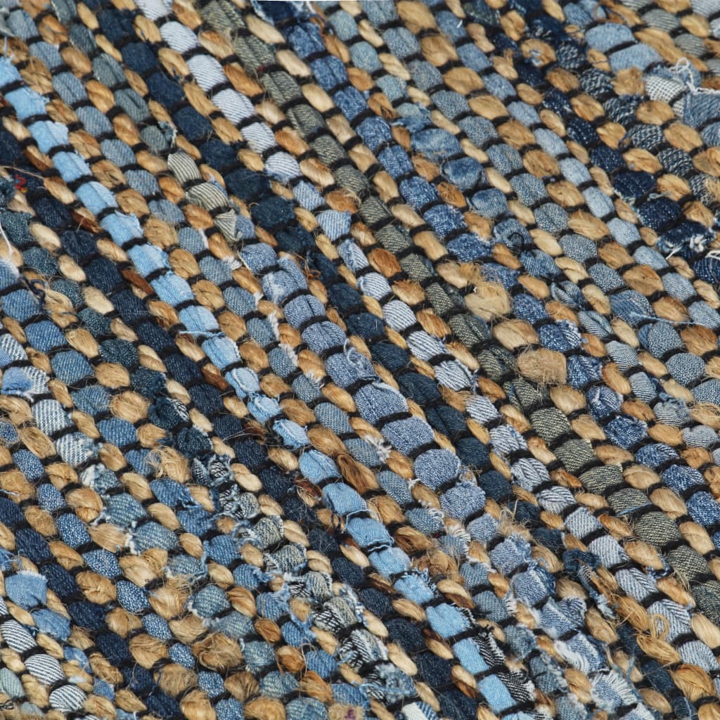 vidaXL Handgewebter Chindi-Teppich Denim Jute 120 x 170 cm Mehrfarbig