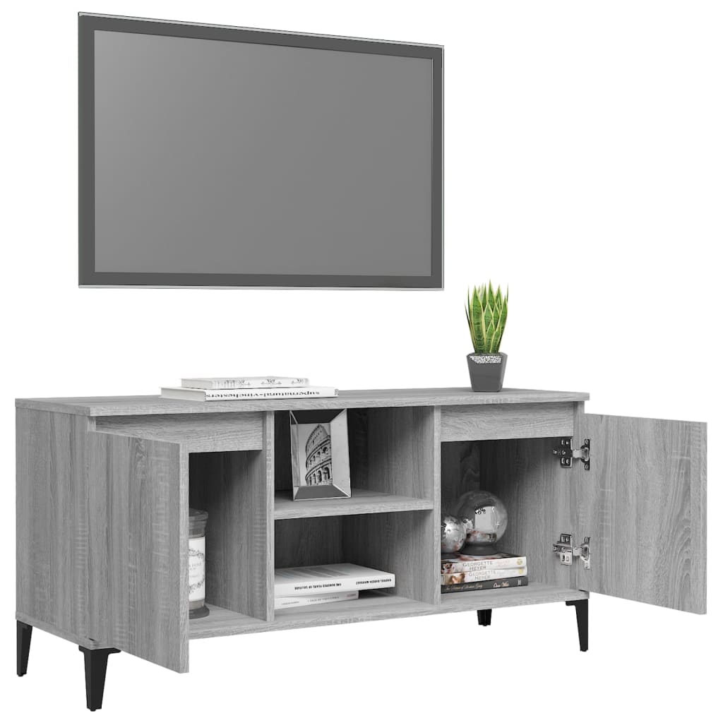 vidaXL TV-Schrank mit Metallbeinen Grau Sonoma 103,5x35x50 cm