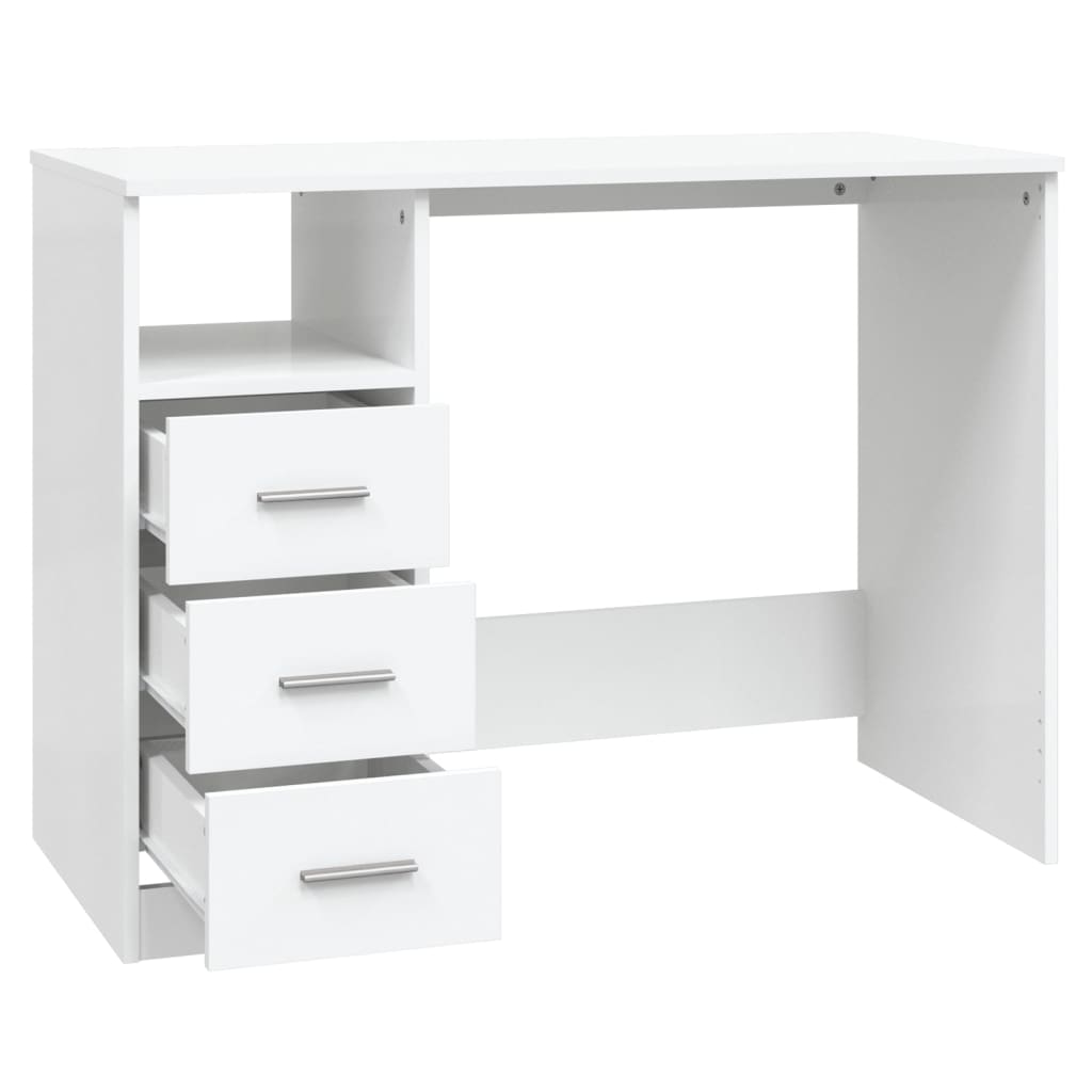 vidaXL Schreibtisch mit Schubladen Weiß 102x50x76 cm Holzwerkstoff