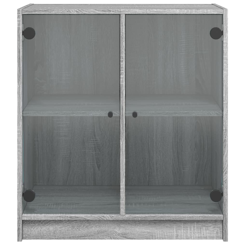 vidaXL Beistellschrank mit Glastüren Grau Sonoma 68x37x75,5 cm