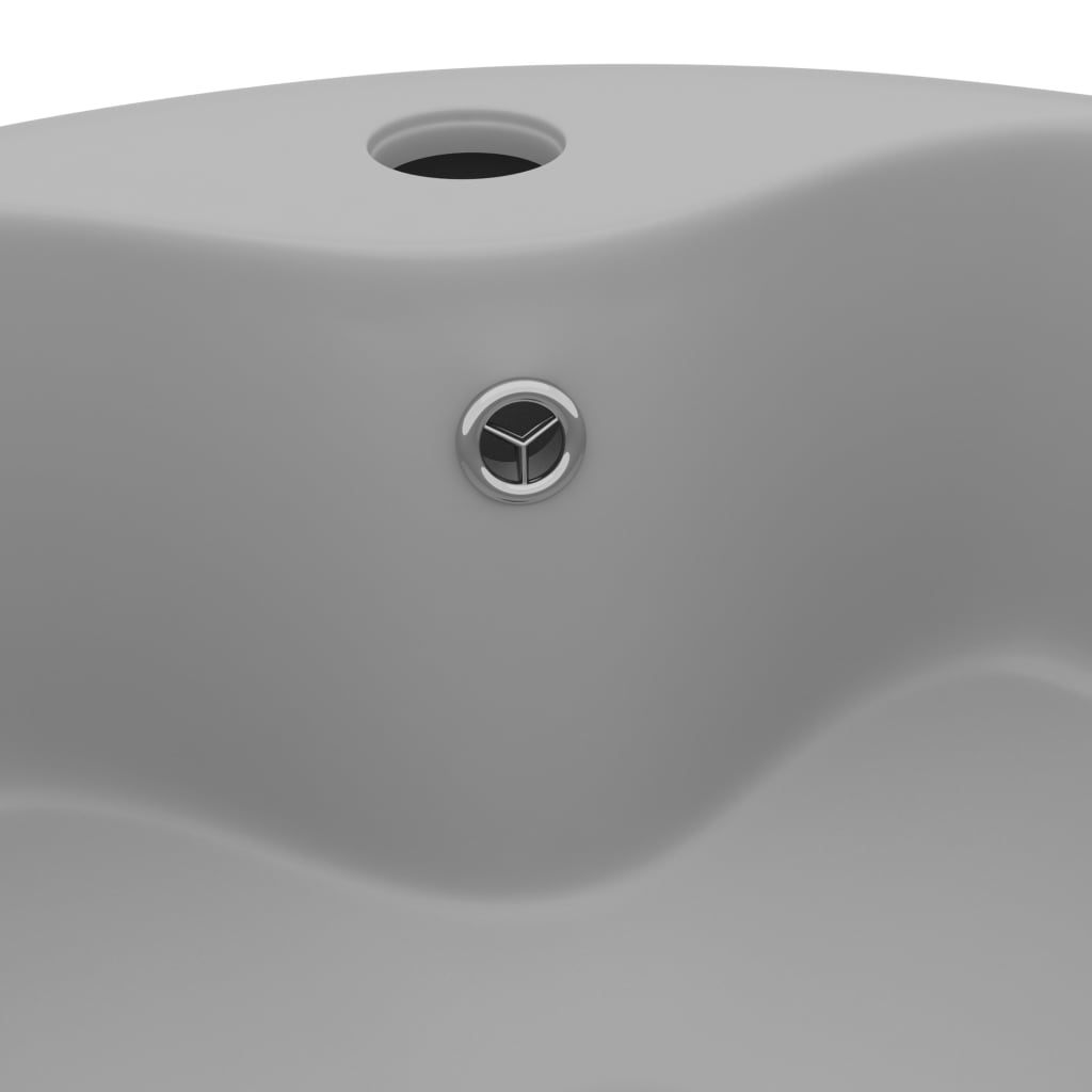 vidaXL Luxus-Waschbecken mit Überlauf Matt Hellgrau 36x13 cm Keramik