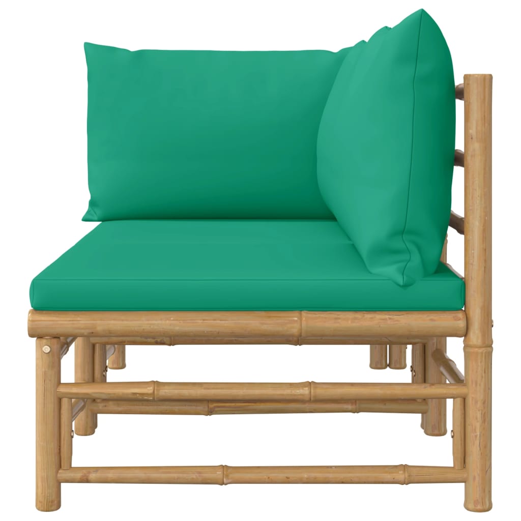 vidaXL 2-tlg. Garten-Lounge-Set mit Grünen Kissen Bambus