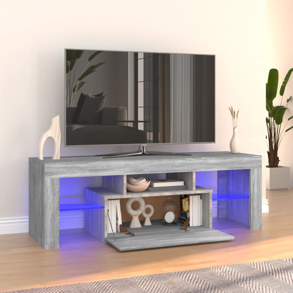 vidaXL TV-Schrank mit LED-Leuchten Grau Sonoma 120x35x40 cm