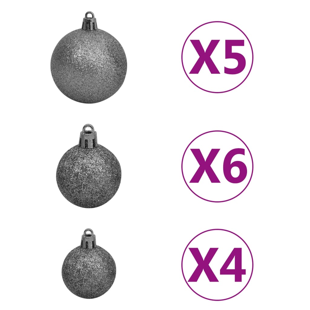 vidaXL Künstlicher Halb-Weihnachtsbaum Beleuchtung Kugeln Grün 180 cm