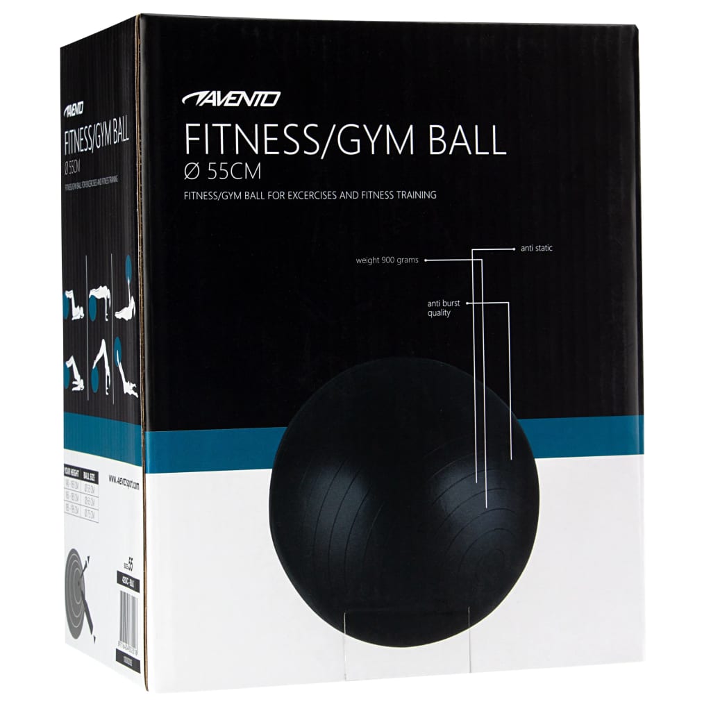 Avento Fitness-/Gymnastikball Durchm. 55 cm Schwarz