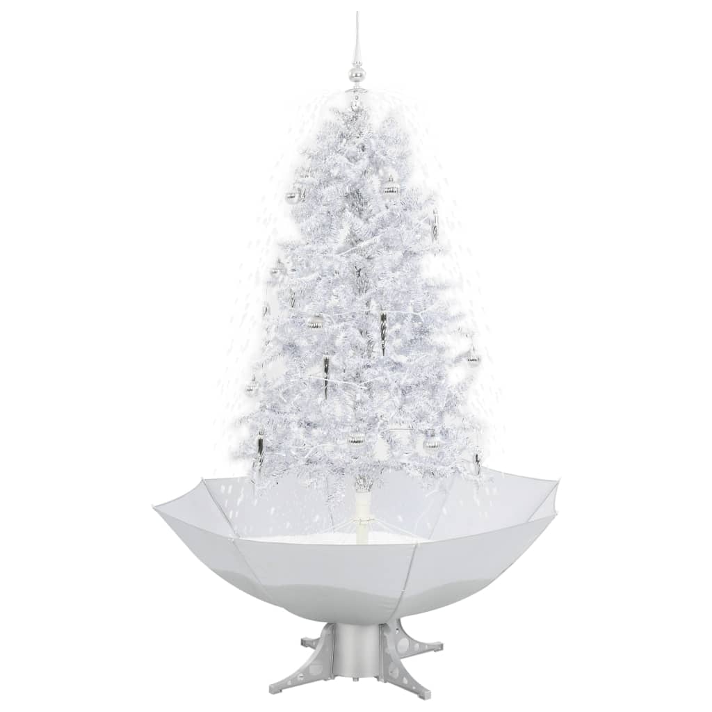 vidaXL Schneiender Weihnachtsbaum mit Schirmfuß Weiß 170 cm