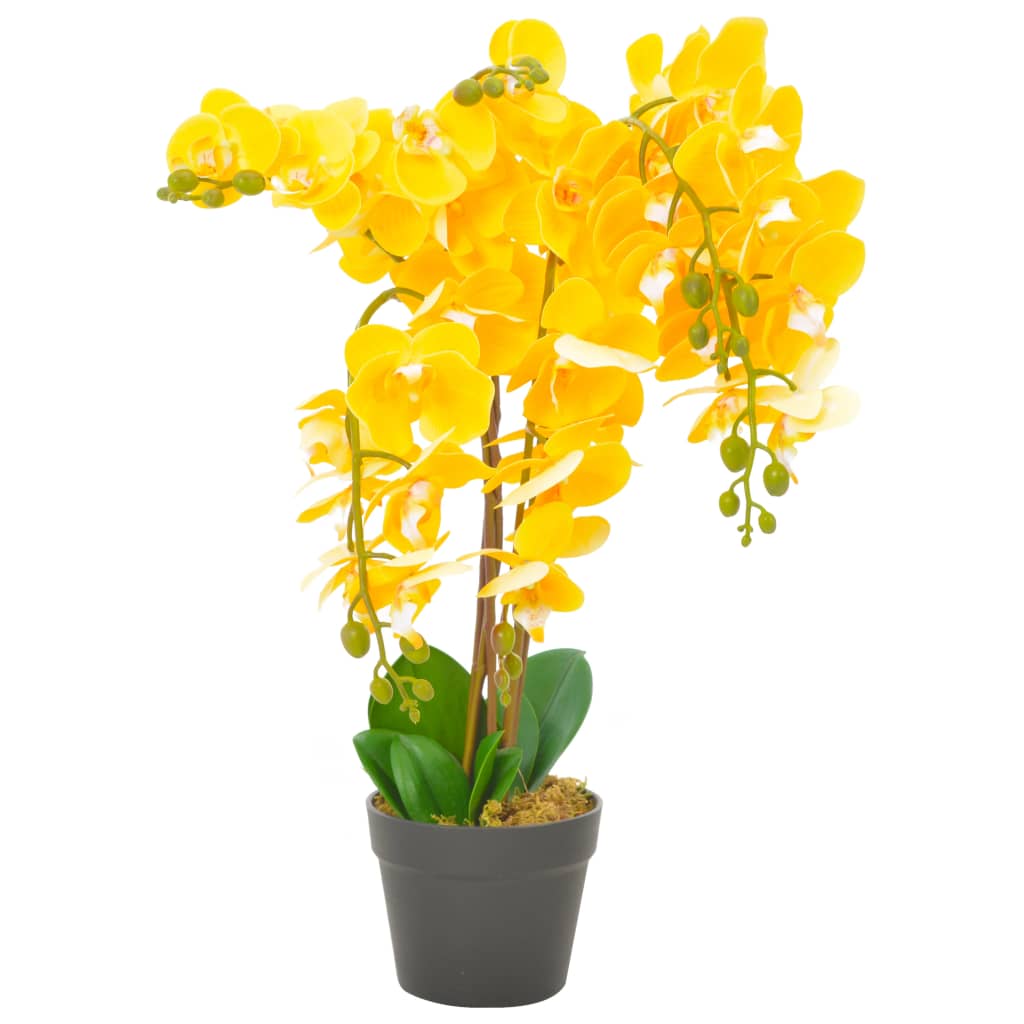 vidaXL Künstliche Orchidee mit Topf Gelb 60 cm
