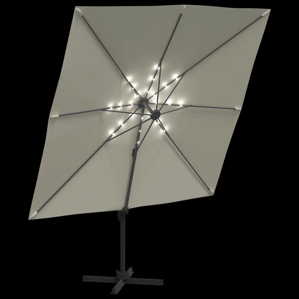 vidaXL LED-Ampelschirm Sandweiß 400x300 cm