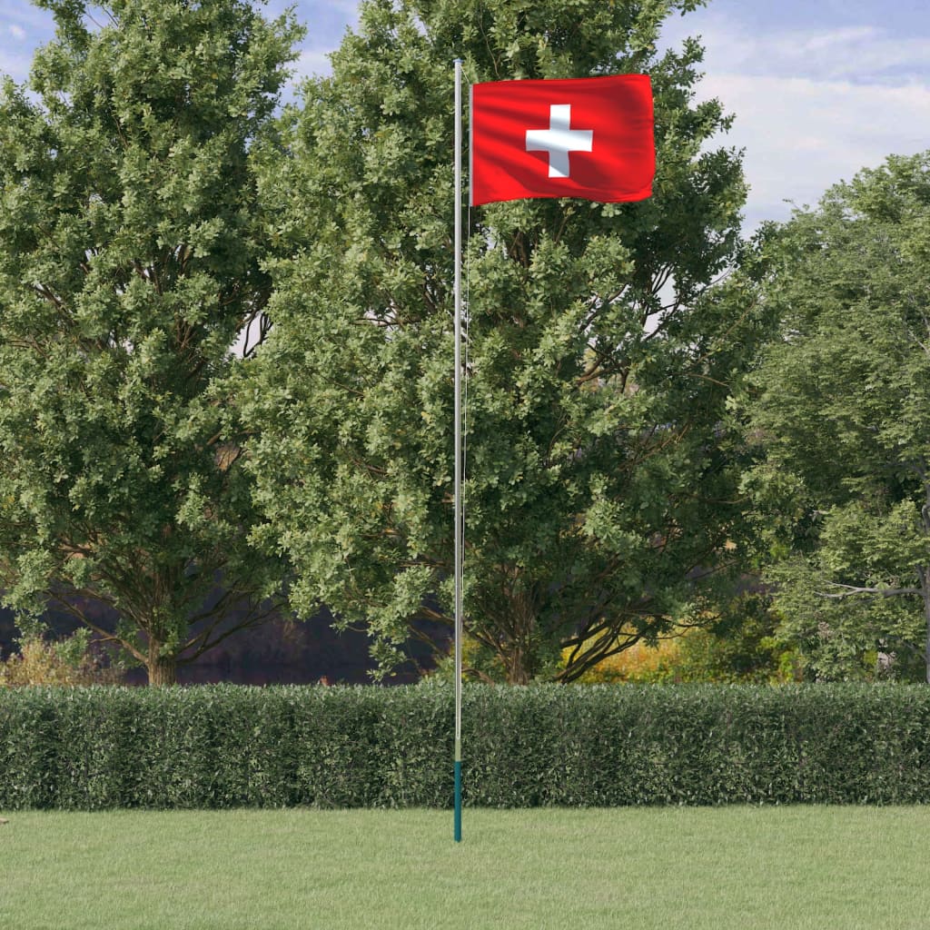 vidaXL Schweizer Flagge mit Mast 6,23 m Aluminium