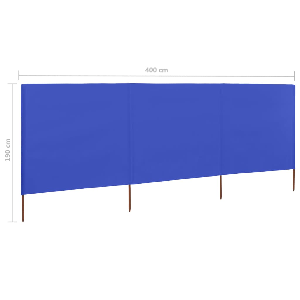 vidaXL 3-teiliges Windschutzgewebe 400 x 160 cm Azurblau