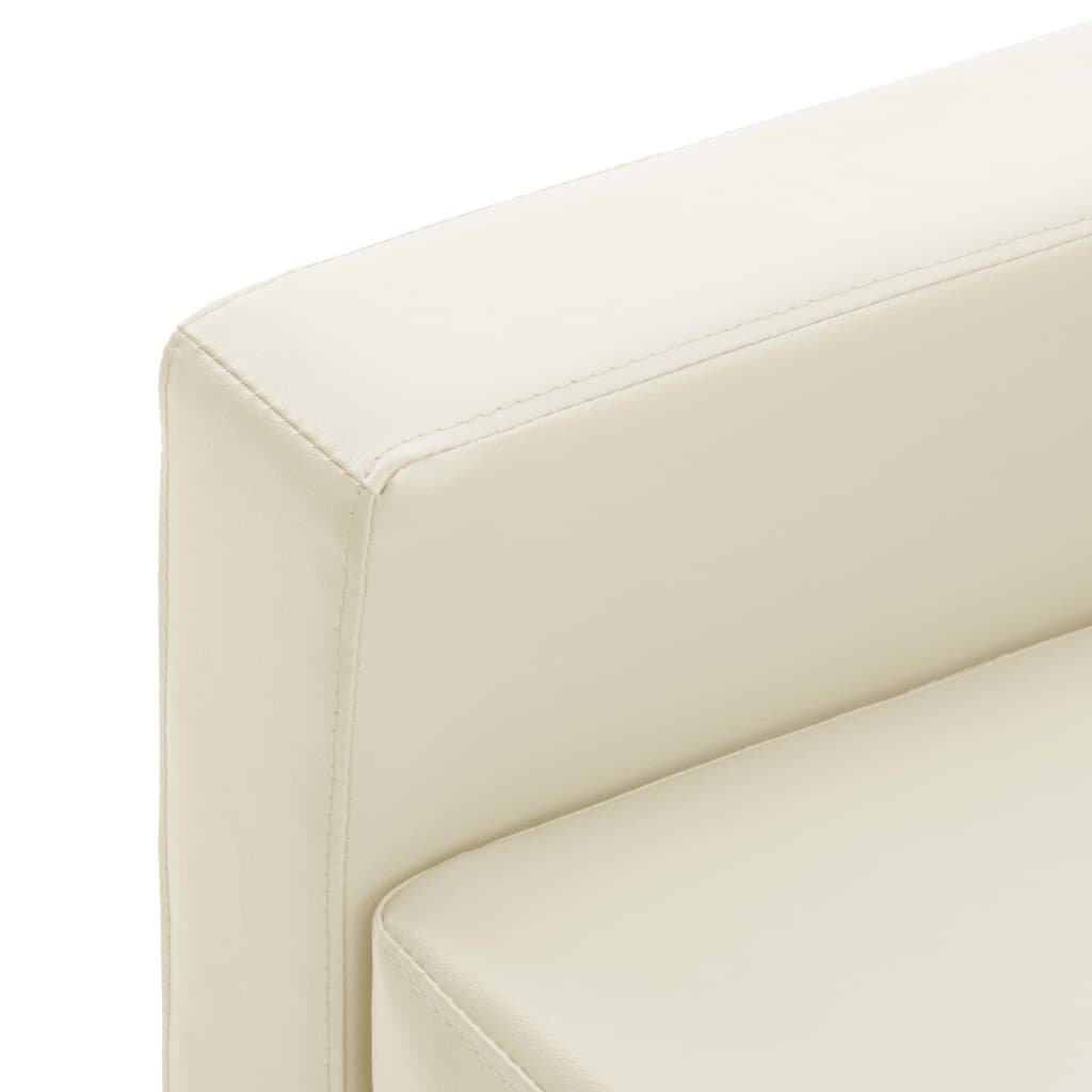 vidaXL 3-Sitzer-Sofa mit Hocker Creme Kunstleder