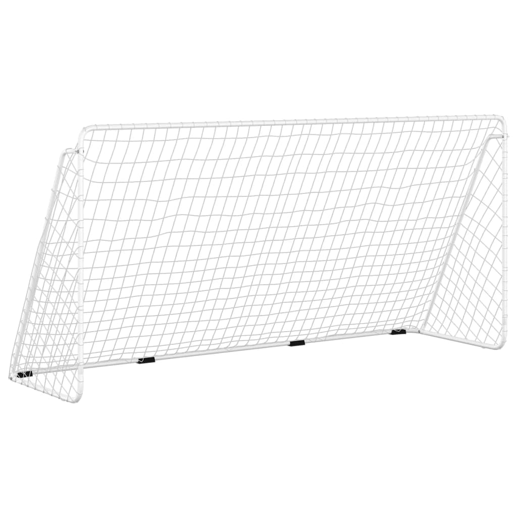 vidaXL Fußballtor mit Netz Weiß 366x122x182 cm Stahl