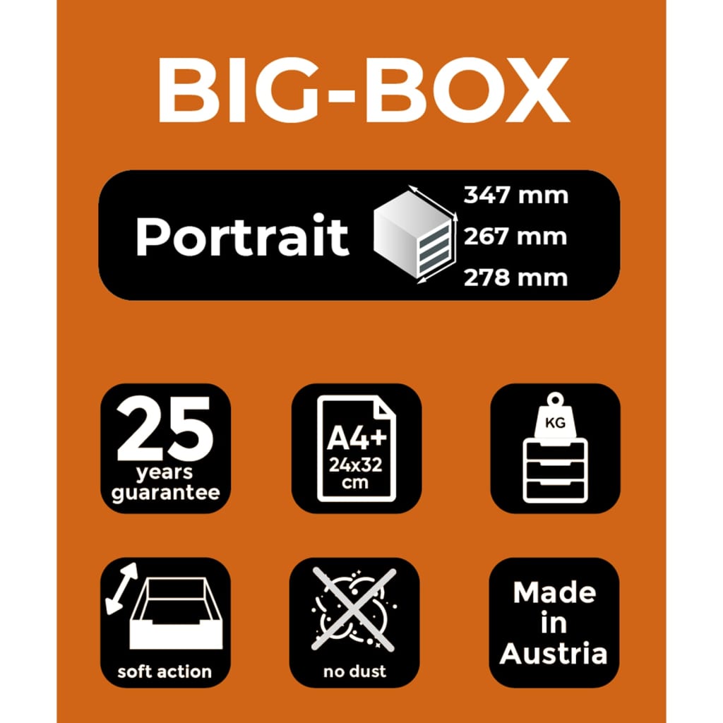 Exacompta Big-Box Schubladenbox Black Office mit 4 Laden Schwarz