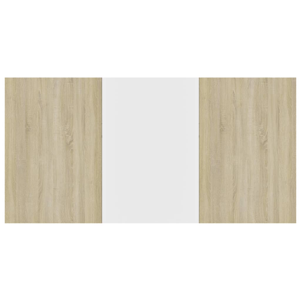 vidaXL Esstisch Weiß und Sonoma-Eiche 160x80x76 cm Holzwerkstoff