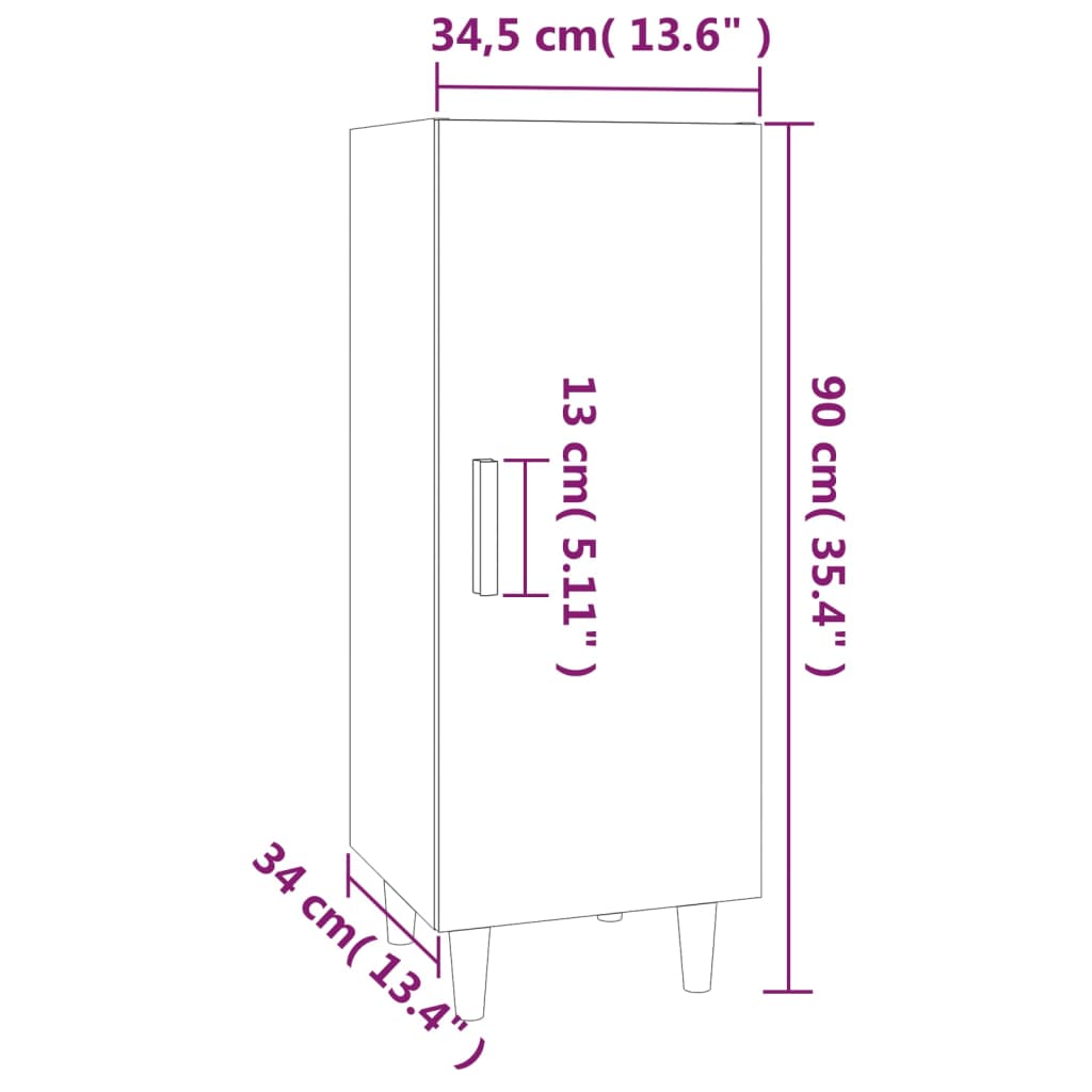 vidaXL Sideboard Braun Eichen-Optik 34,5x34x90 cm Holzwerkstoff