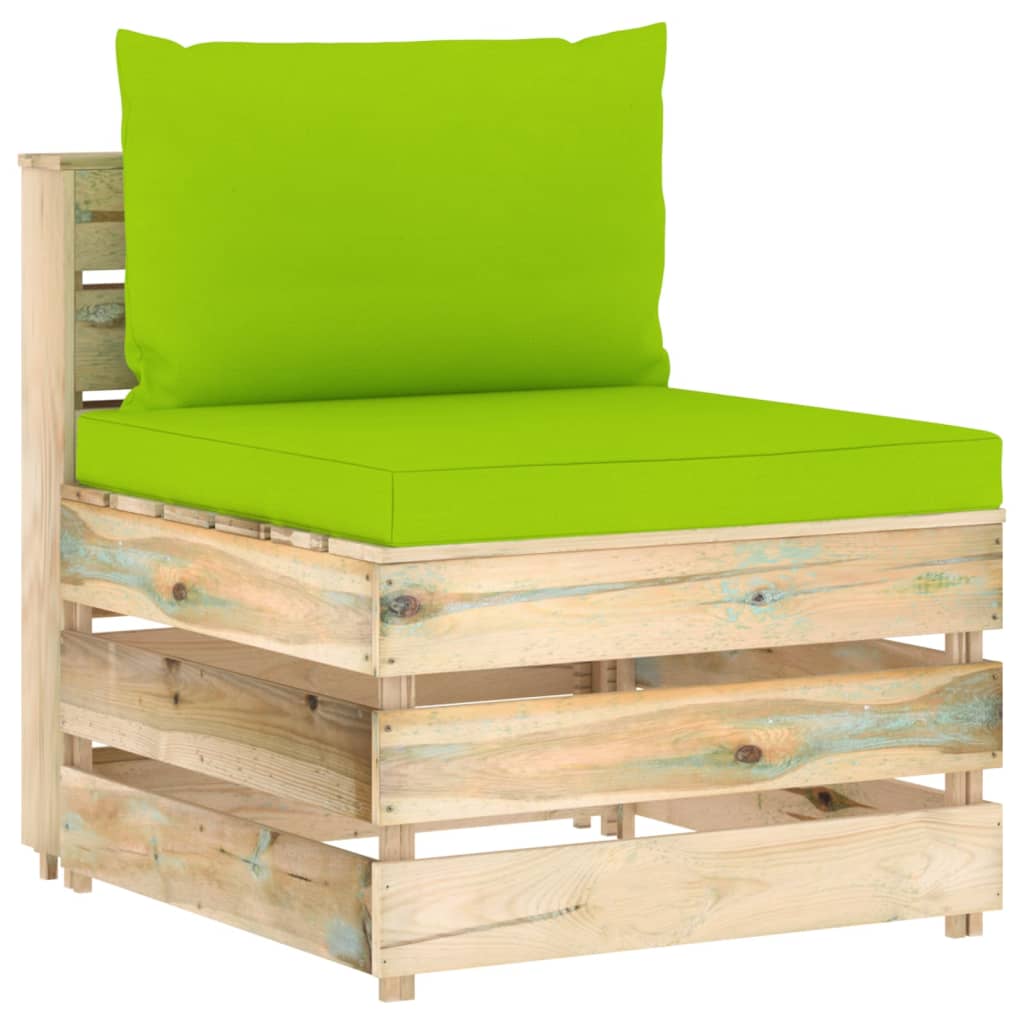 vidaXL 5-tlg. Garten-Lounge-Set mit Kissen Grün Imprägniertes Holz
