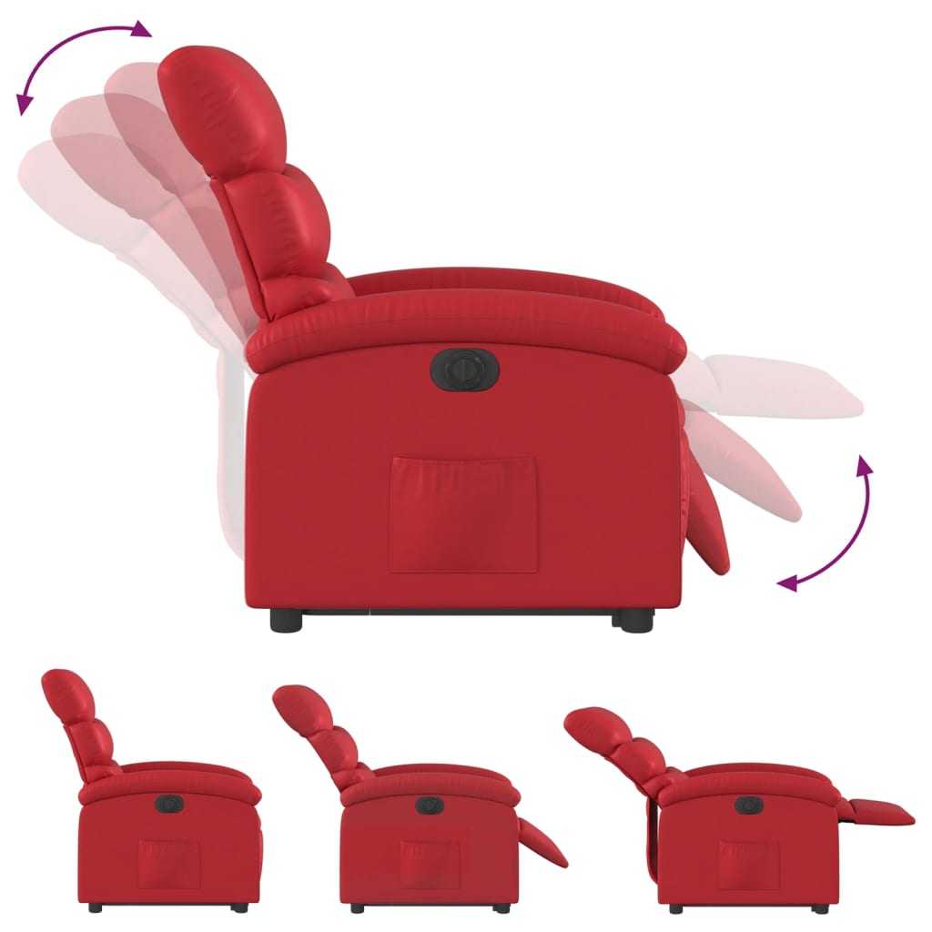 vidaXL Relaxsessel mit Aufstehhilfe Elektrisch Rot Kunstleder