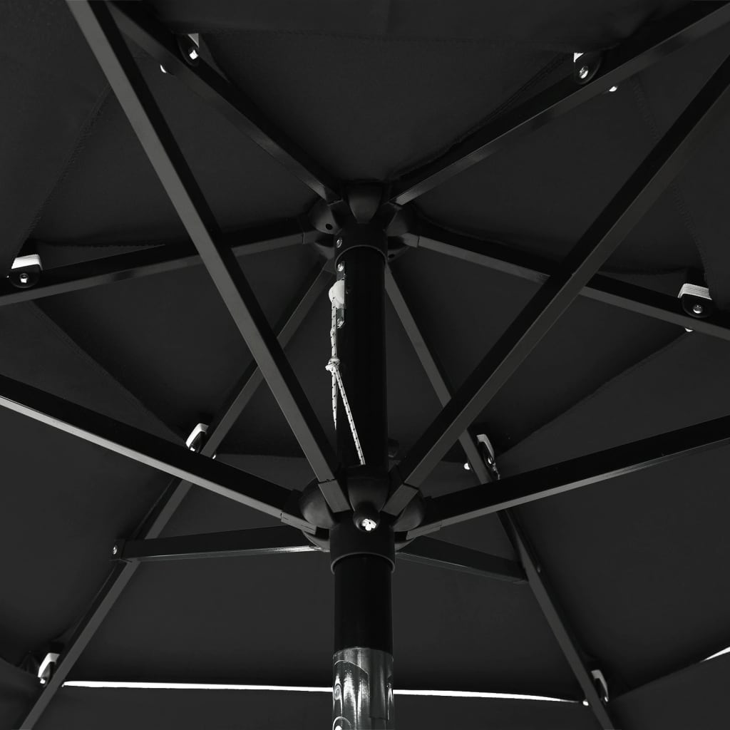 vidaXL Sonnenschirm mit Aluminium-Mast 3-lagig Schwarz 2 m