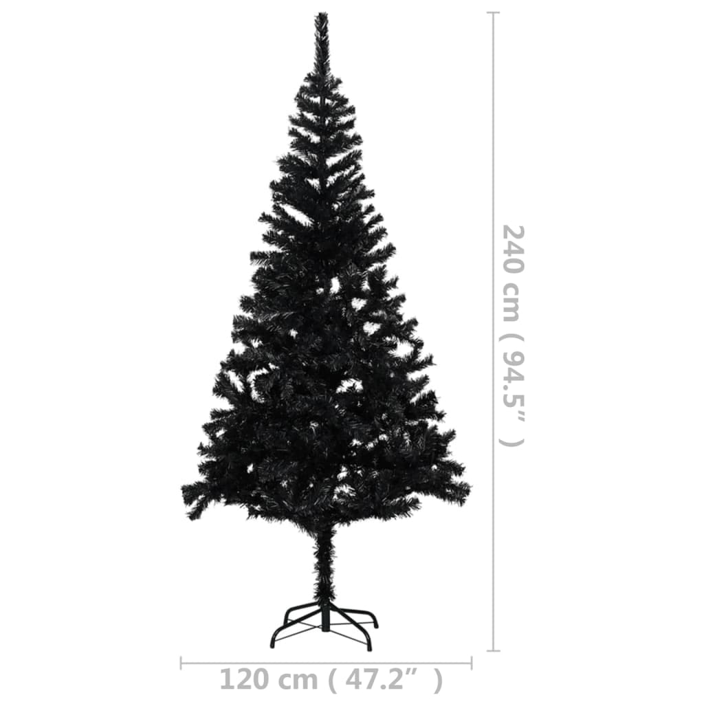 vidaXL Künstlicher Weihnachtsbaum Beleuchtung & Ständer Schwarz 240 cm