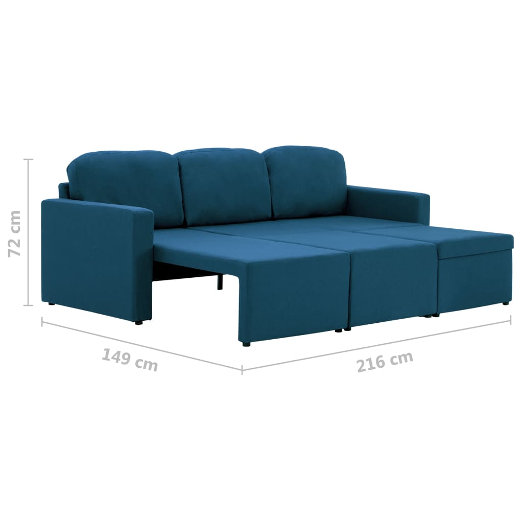 vidaXL Modulares 3-Sitzer-Schlafsofa Blau Stoff