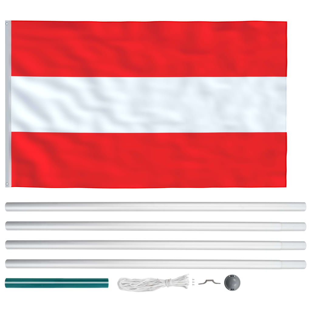 vidaXL Flagge Österreichs und Mast Aluminium 6,2 m