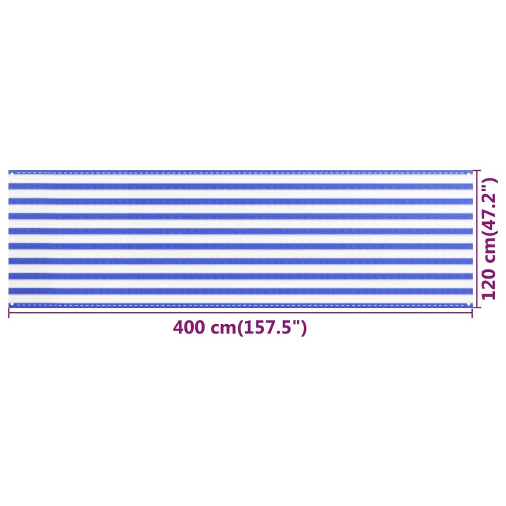 vidaXL Balkon-Sichtschutz Blau und Weiß 120x400 cm HDPE