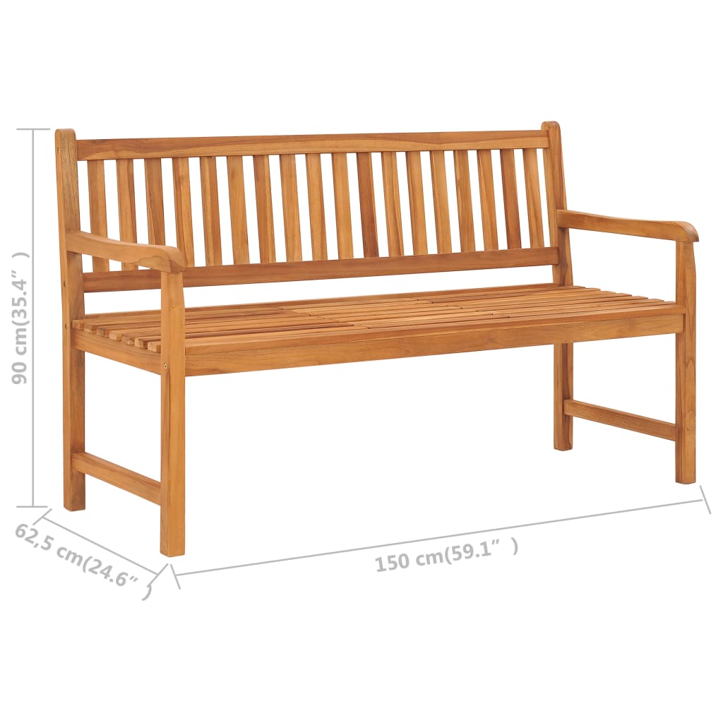 vidaXL 3-Sitzer Gartenbank mit Tisch 150 cm Massivholz Teak