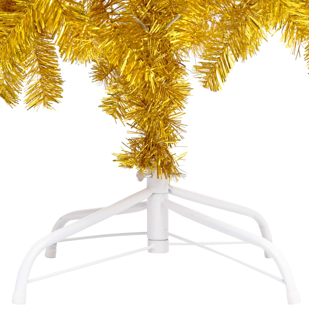 vidaXL Künstlicher Weihnachtsbaum mit LEDs & Kugeln Golden 180cm PET