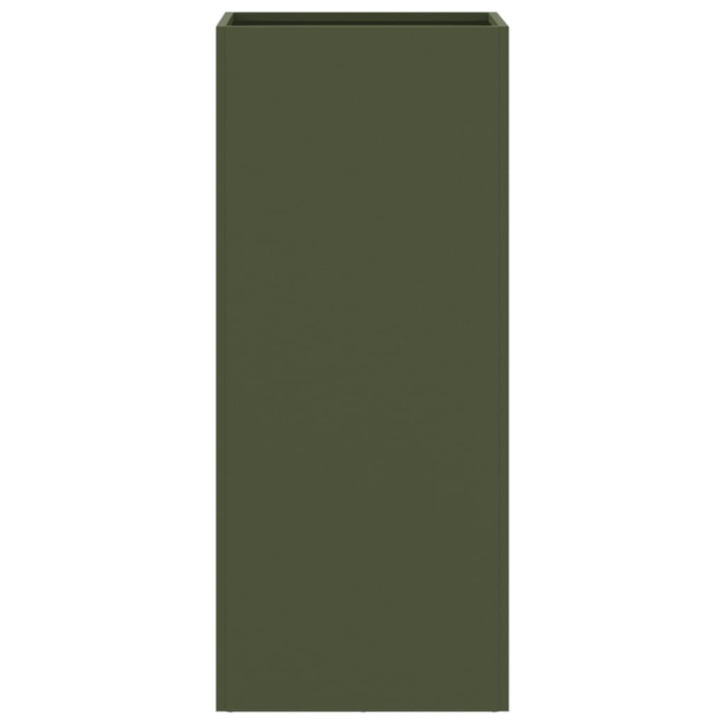 vidaXL Pflanzkübel Olivgrün 32x27,5x75 cm Kaltgewalzter Stahl
