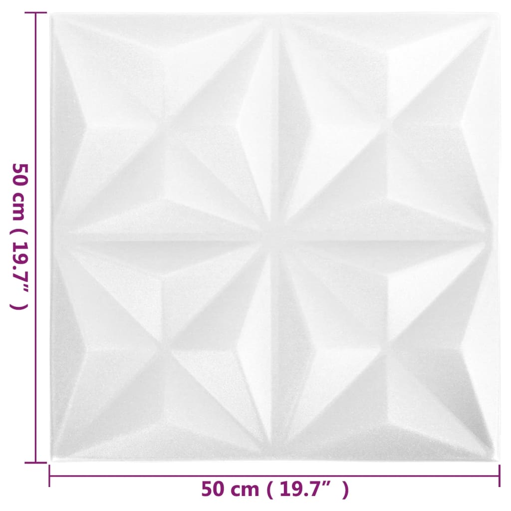 vidaXL 3D-Wandpaneele 48 Stk. 50x50 cm Origami Weiß 12 m²