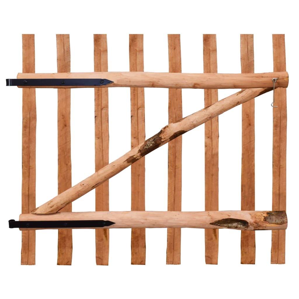 vidaXL Zauntor Einflügelig Haselnussholz Imprägniert 100×90 cm