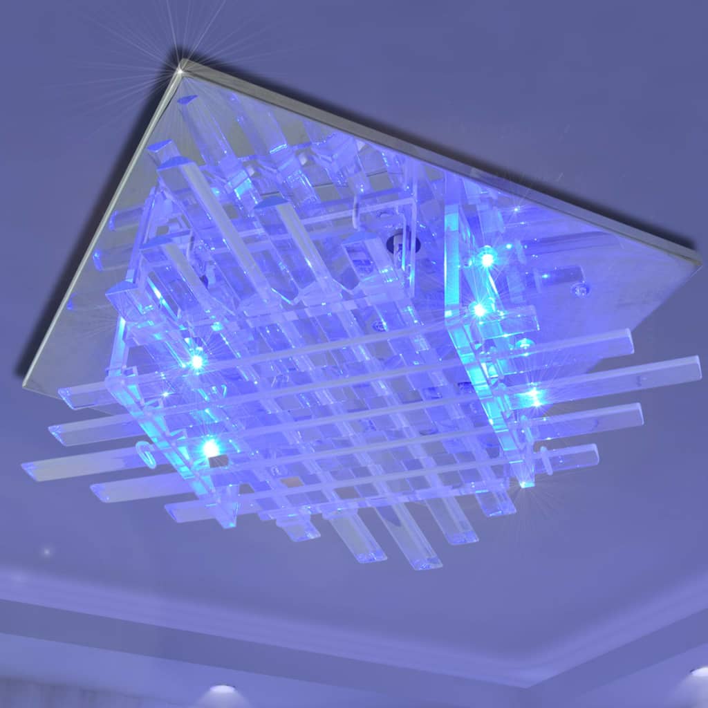 Quadratische RGB LED Deckenleuchte Deckenlampe mit Glasstäben