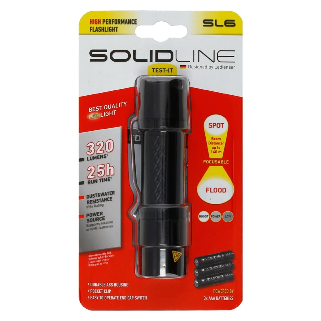 SOLIDLINE Taschenlampe SL6 mit Clip 320 lm
