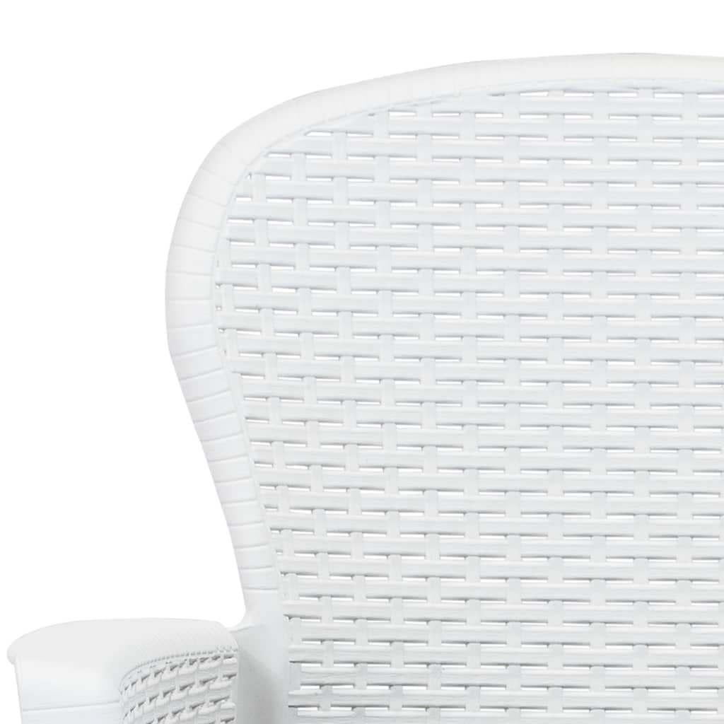 vidaXL Gartenstühle 2 Stk. mit Kissen Weiß Kunststoff Rattan-Optik