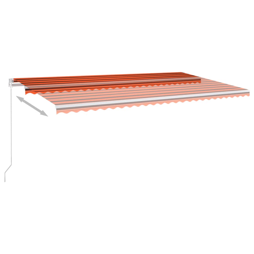vidaXL Markise Automatisch Einziehbar mit Pfosten 6x3 m Orange Braun