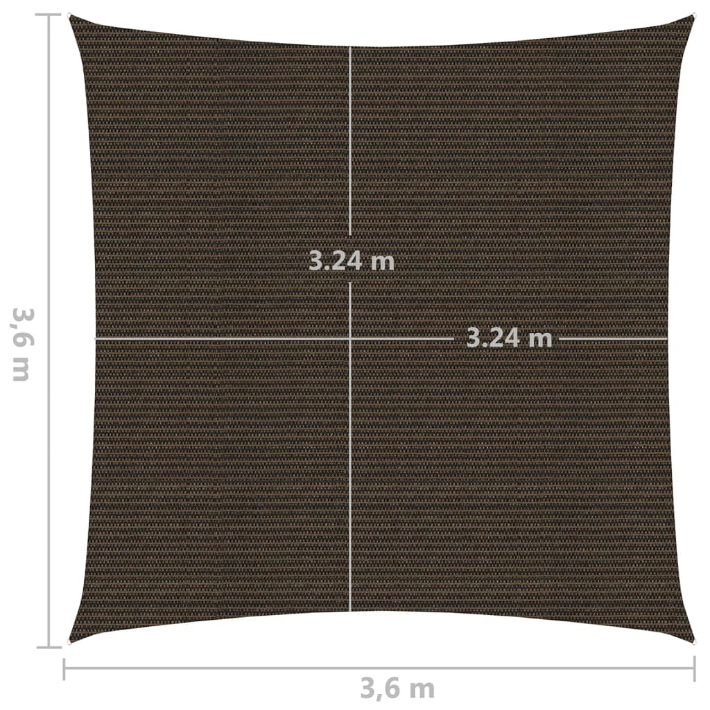 vidaXL Sonnensegel 160 g/m² Braun 3,6x3,6 m HDPE