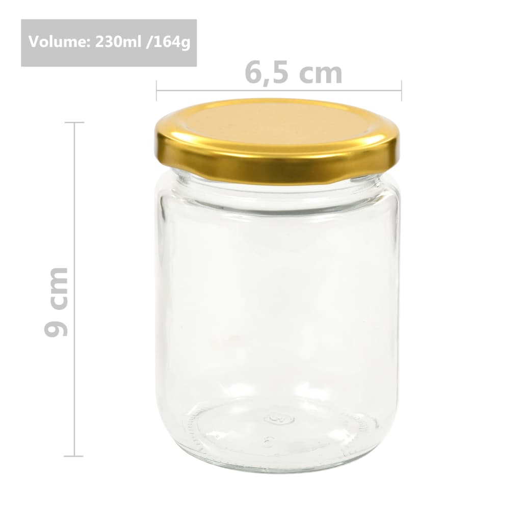 vidaXL Marmeladengläser mit Goldenem Deckel 96 Stk. 230 ml