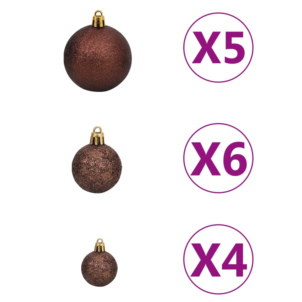 vidaXL Künstlicher Weihnachtsbaum LEDs & Kugeln Beschneit 150cm PVC PE