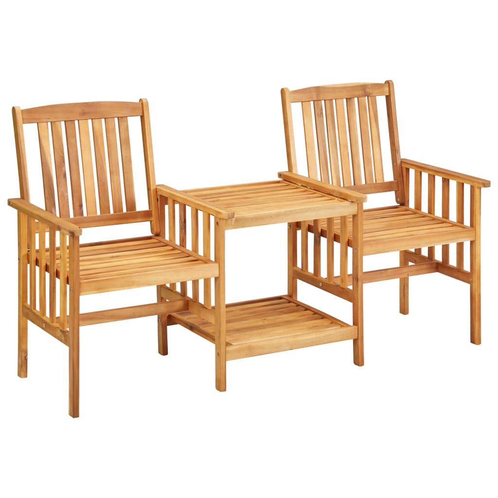 vidaXL Gartenstühle mit Teetisch und Kissen Akazie Massivholz